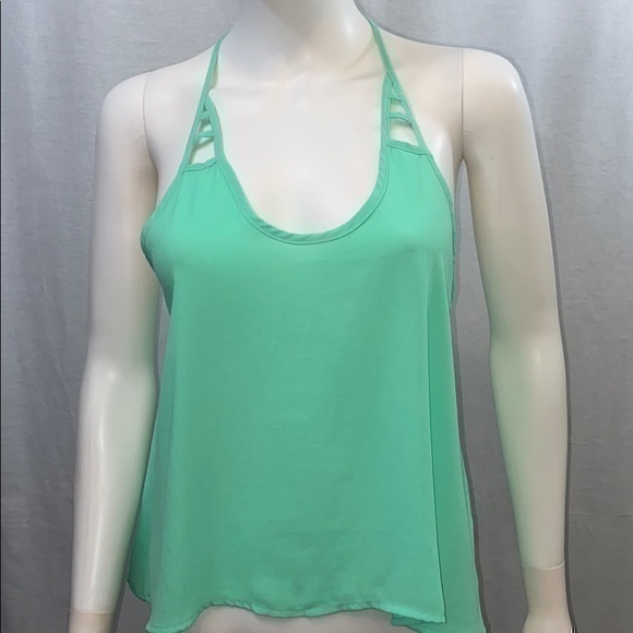 NWOT Mint green Guess cropped tank caged detail small - Picture 1 of 6